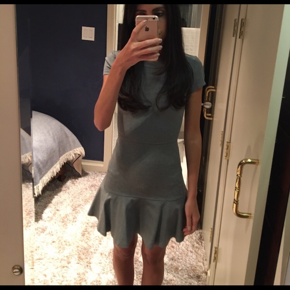 Grey fitted fit and flare mini dress